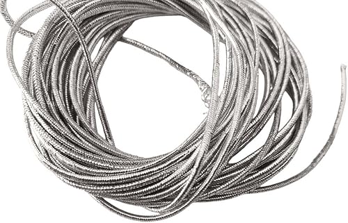 2 mètres de Fil Cordon Rond élastique Argenté Argent Aspect métallique diametre 1 mm - Creation Perles Ficelle Emballage - Nail Gallerys