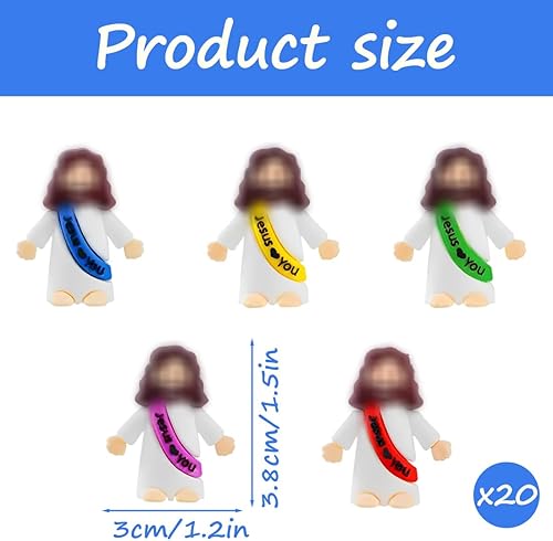 KSOIQPU Lot de 20 mini figurines religieuses de Jésus à cacher et chercher des cadeaux d'église pour l'école, le baptême, les activités de fête Cadeau de Pâques Cadeau de l'Ascension - Nail Gallerys