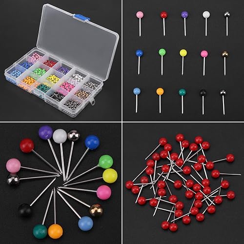 900pcs Épingles Droites Pins Épingles à Tête Ronde pour Couture, Épingles Droites Coutures Multicolore Décoration de Mariage Artisanat DIY - Nail Gallerys