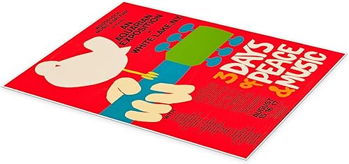 Woodstock Festival Poster de Vintage Entertainment Collection 30 x 40 cm Rouge Tableaux Décoration murale - Nail Gallerys