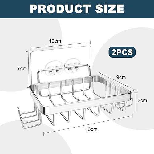 GZLCEU Lot de 2 porte-savon en acier inoxydable 304 avec crochet adhésif pour salle de bain, cuisine, toilettes, salon, balcon - Porte-savon sans perçage - Nail Gallerys