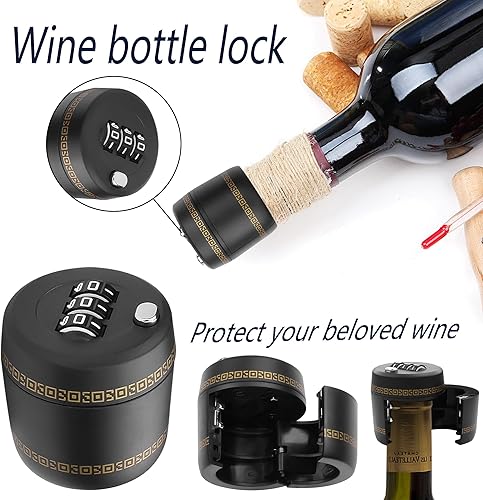 YACSEJAO Lot de 2 cadenas à combinaison pour bouteille de vin rouge avec mot de passe - Nail Gallerys