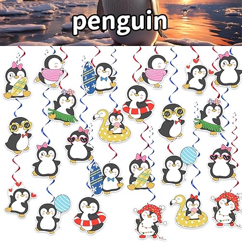 Lot de 24 émerillons à suspendre en forme de pingouin - Décoration à suspendre - Pour anniversaire - Accessoires de fête - Nail Gallerys