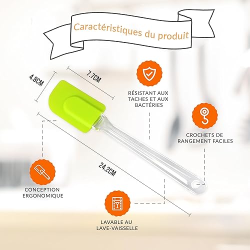 ebake Spatule Silicone Cuisine Multicolore (Ensemble de 4) - Maryse Patisserie pour Poêle Antiadhésive - en Silicone pour Cuisine et Préparation de Gâteaux - Nail Gallerys
