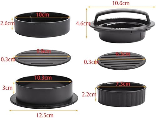 MAYOKIAAR Kit de presse à hamburger 4 en 1 - Presse à hamburger noire - Pour la fabrication de pain de viande (avec 100 rouleaux de patty) - Nail Gallerys