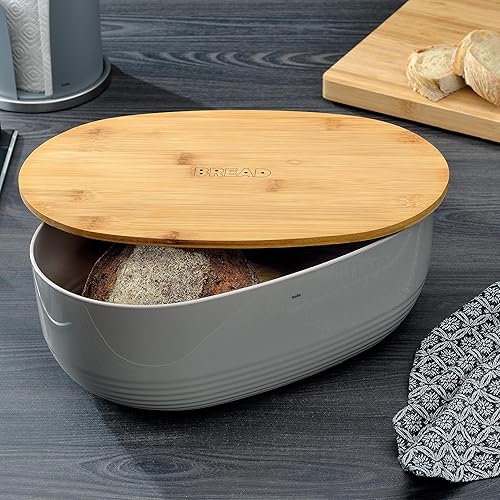 kela Boîte à pain blanche avec trous d'aération dans le couvercle en bambou 37,5x23x14cm, Boîte à pain en plastique, NAMUR, boîte de conservation du pain - Nail Gallerys