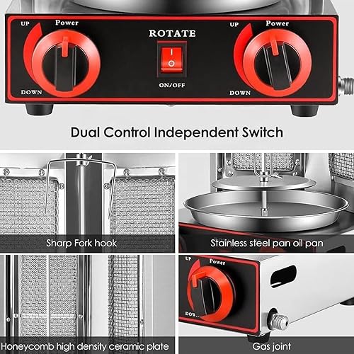 DPQYJPP Machine à viande pour barbecue, barbecue à viande vertical, rôtissoire à gaz en acier inoxydable, four à rôtissoire à domicile, machine à kebab Doner avec interrupteur de réglage de la - Nail Gallerys