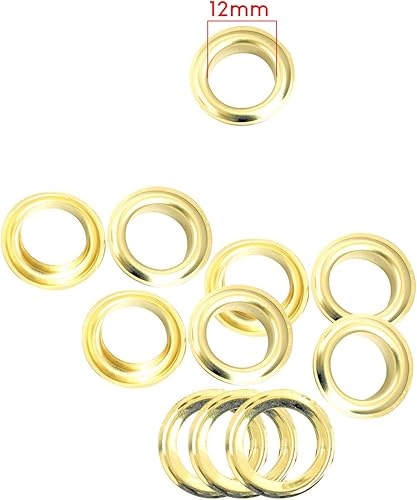 Trimming Shop Œillets Œillets avec Rondelles 12mm - Paquet de 100 - doré - Nail Gallerys