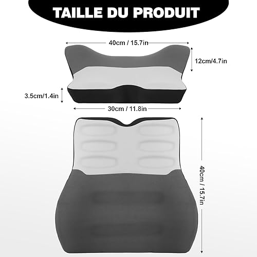 Quirlig Coussin Lombaire Voiture, Coussin de Soutien Lombaire, Mousse à Mémoire de Forme Coussin Dos Voiture, Coussin Dorsal Ergonomique, Coussin Lombaire Lit pour Voiture, Bureau Chaise - Nail Gallerys