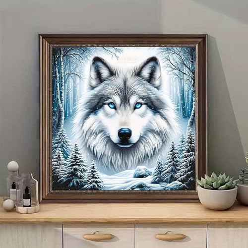 5D Peinture Diamant Loup,Kit Complet DIY Broderie,diamond painting adulte, Tableau Décoration Murale,Artisanat DIY pour Adultes Débutants,Décoration Murale Maison Peinture au Diamant avec(30x30 cm) - Nail Gallerys