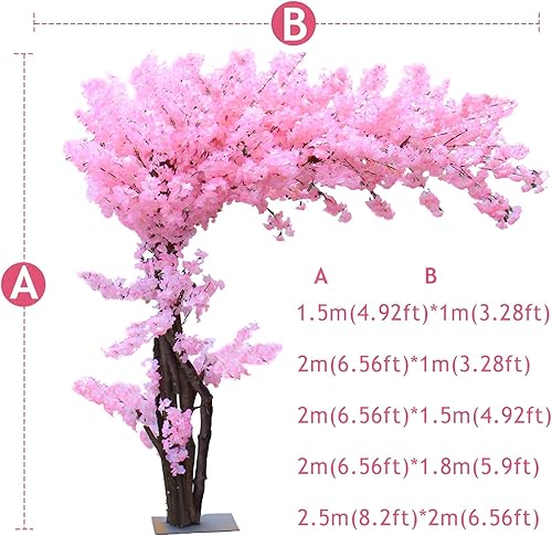 Arbre Plante Artificielle Grande Arbre De Fleurs De Cerisier Rose Artificiel Japonais, Rose Faux Sakura Fleur Decor, pour Intérieur Extérieur, Mariage, Bureau,002,2.5x2.2m - Nail Gallerys