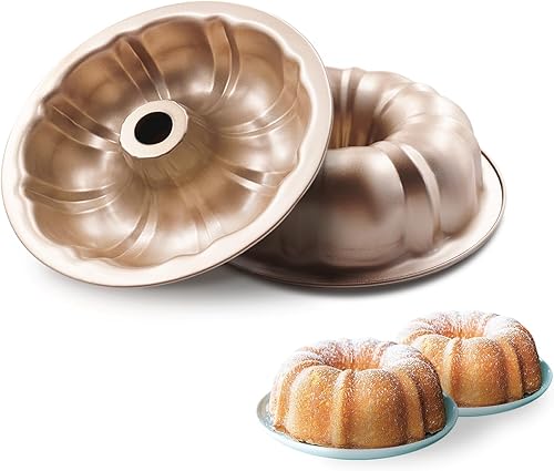 Gurlideo Lot de 2 moules à gâteau cannelés pour la cuisson en tube d'acier au carbone 23,5 cm pour Bavarois, brownie, gelée, flan, pain de viande - Nail Gallerys