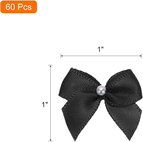 QUARKZMAN 60Pcs Mini Violet Foncé Noeud en Ruban avec Perle 1' Appliques de Fleurs en Ruban pour Bricolage, Nœuds pour Cheveux, Couture, Fête de Mariage, Décoration de Noël - Nail Gallerys
