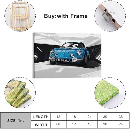 XKUGA Poster vintage de voiture de sport alpine A110 - Impression sur toile - Décoration murale moderne pour chambre à coucher - 60 x 90 cm - Nail Gallerys