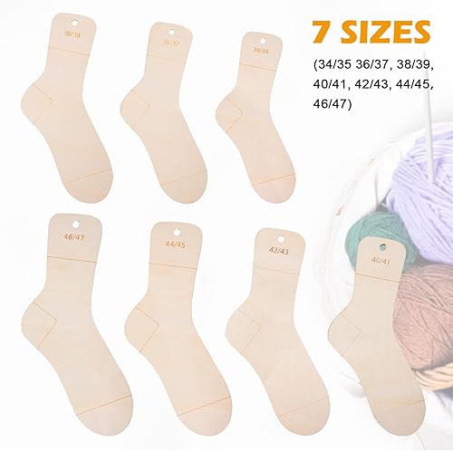 BORDEAG Lot de 7 planches à chaussettes taille 34-47 - Avec indication de taille - Pochoir à chaussettes - Bloqueurs de chaussettes - Pour le tricot, le crochet - Nail Gallerys