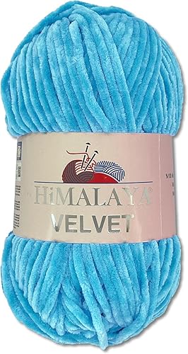 Himalaya 90066 Laine Velvet Dolphin Wool, 100 g, 40 couleurs au choix, fil à tricoter chenille, fil moelleux, accessoire brillant, vêtements, couvertures (90066 marron) - Nail Gallerys