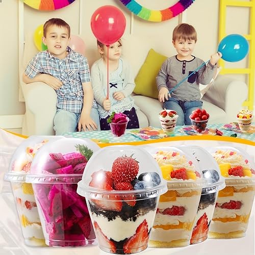 Goomp 50 Pièces Tasses à Dessert, Tasses à Dessert avec Couvercle Verrines Plastiques DIY Coupe à Dessert Plastique pour Pudding, Mousse,Crème Glacée,Gobelets à Dessert Carrés pour Anniversaire - Nail Gallerys
