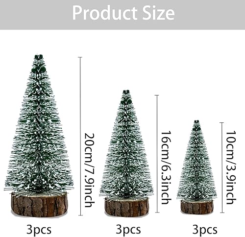Lot de 9 mini sapin de Noël 3 tailles Décoration sapin de Noël artificiel Petit sapin de Noël 10/16/20 cm - Nail Gallerys