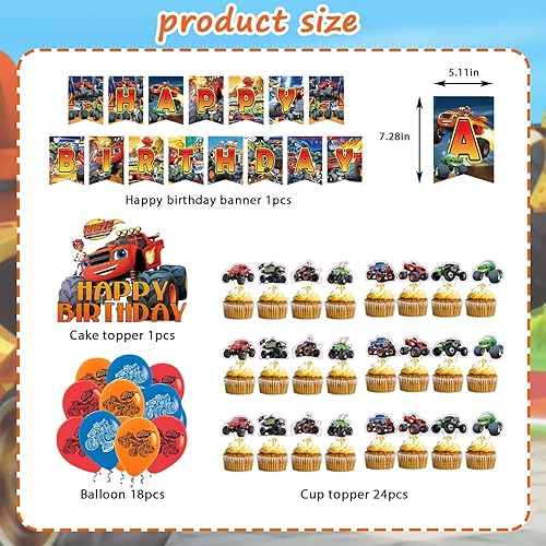 44 Pièces Décoration de Fête D'anniversaire à Thème, Décoration d'anniversaire Animée, Bannière,Ballons, Décoration de Gâteau Décorations Set, Decoration Anniversaire Enfant - Nail Gallerys