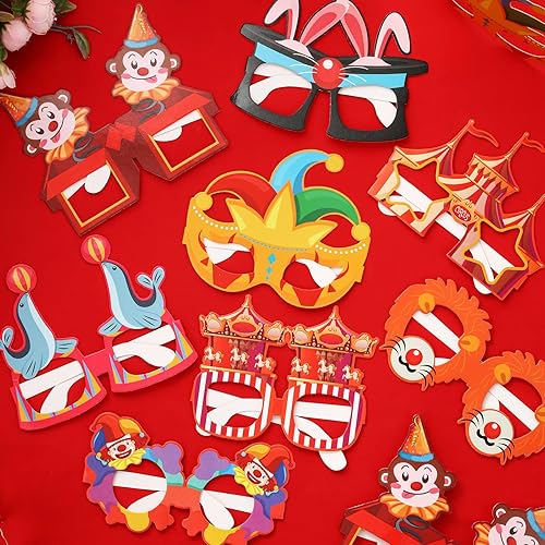 Serencatcher Lot de 16 lunettes en papier de cirque - Cadre amusant pour enfants et adultes - Pour carnaval, fête, carnaval, anniversaire, fête - Nail Gallerys