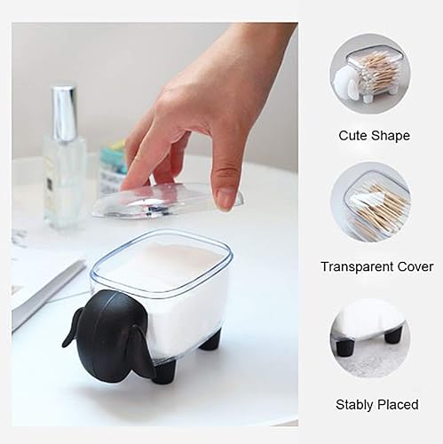 SANON Boite à Coton, Tiges Holder Box en plastique avec couvercle boîte de rangement pour cotons ou maquillage cosmétiques, transparent, noir - Nail Gallerys