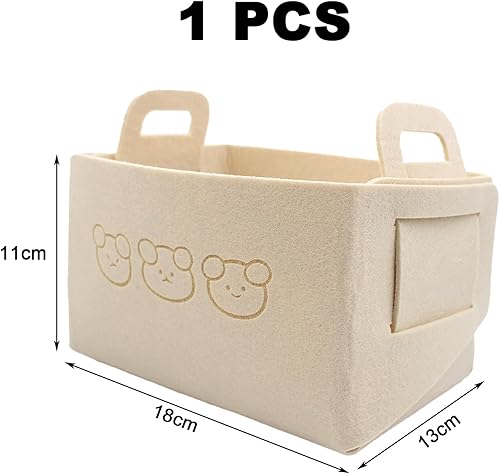 1pc Boîte de Rangement,18 x 13 x 12cm Paniers de Rangement Pliables Panier Rangement Tissu Cube de Rangement Tissu,Bac de Rangement Avec Poignées pour Vêtements-Beige - Nail Gallerys