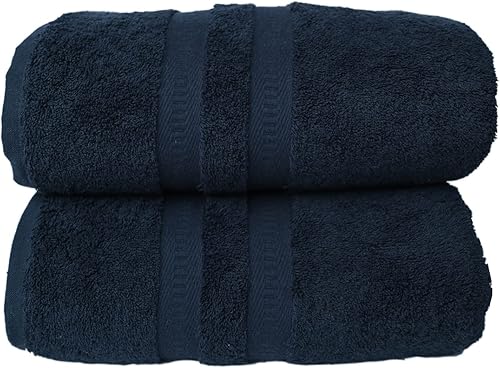FB Lot de 2 draps de bain extra larges 100 % coton peigné égyptien super doux, de qualité hôtelière à séchage rapide, 100 x 200 cm, 600 g/m² (noir) - Nail Gallerys