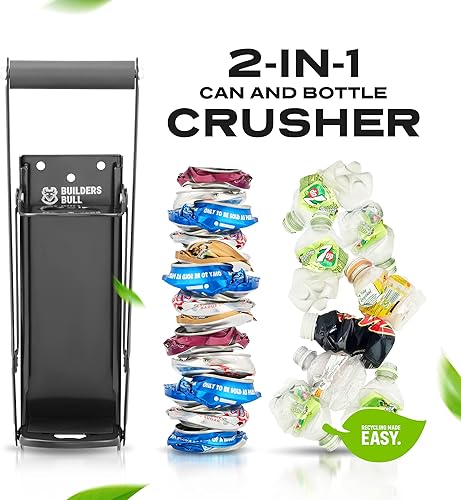 Builders Bull Broyeur de canettes et bouteilles 2 en 1 - Très résistant, résistant à la flexion, noir - Nail Gallerys