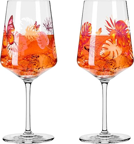Ritzenhoff 2849001 Sommerrausch Lot de 2 verres à apéritif 500 ml Motif papillons Fabriqué en Allemagne, Orange/Rouge - Nail Gallerys