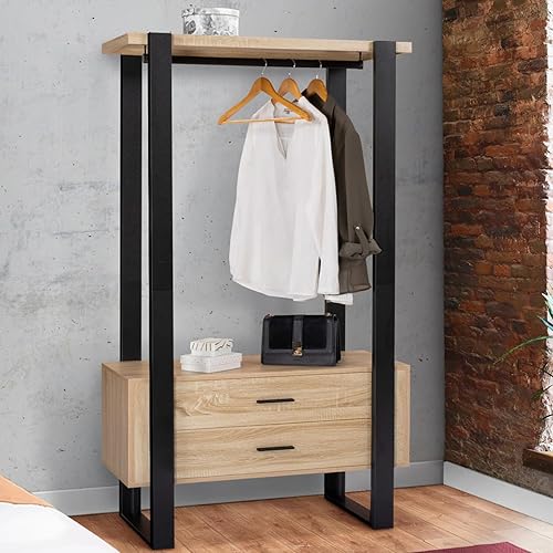 IDMarket - Dressing penderie 2 tiroirs Phoenix Bois et Noir - Nail Gallerys