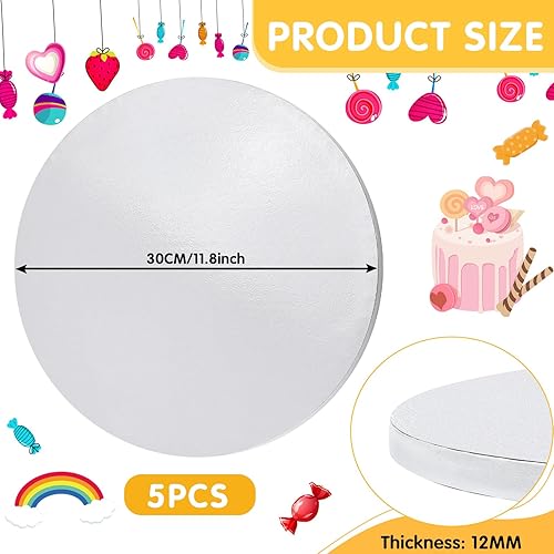 NAROSEBE 5 Pcs Plateau à Gâteau Rond 30cmX12mm, Support Gâteau Carton Blanc, Disque Gâteau Anti-huile, Carton Pâtisserie Rond, Carton Présentation Gâteau, Plat Gâteau Rond, pour Mariage Anniversaire - Nail Gallerys
