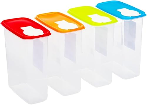 Sojon Lot de 4 boîtes de Rangement en Plastique pour Aliments secs 2,4 l avec Couvercle hermétique, idéal pour céréales, Riz, pâtes et Bien Plus Encore - Nail Gallerys
