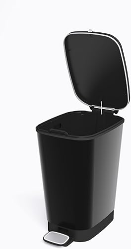 KIS - Poubelle à Pédale 25 L - Noir - pour Bureau, Salle de Bain -Joint Anti-Odeur - Porte-Sac Poubelle - 26,5 x 40,5 x 45 cm - Fabrication Italie - Résine - Nail Gallerys