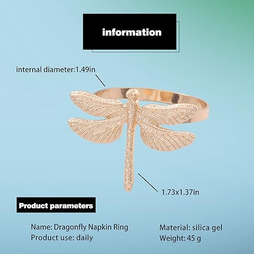 Ronds de Serviette en Métal 8 Pièces Ensemble de Ronds de Serviette en Métal Libellule Ensemble de Ronds de Serviette pour Fête de Mariage Banquet de Vacances Dîner de Noël Boucles de Serviette - Nail Gallerys