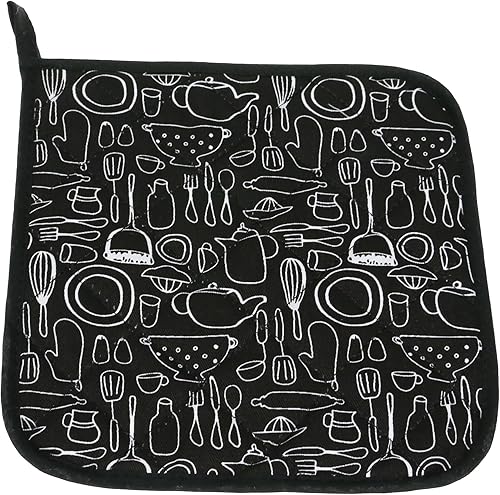 Lifaith 100% Coton de Cuisine Quotidienne Basic en éponge Support de Pot Résistant à la Chaleur Dessous de Verre Manique pour Cuisine et de Pâtisserie 20 cmx20 cm Lot de 3, Taille Unique, Noir - Nail Gallerys