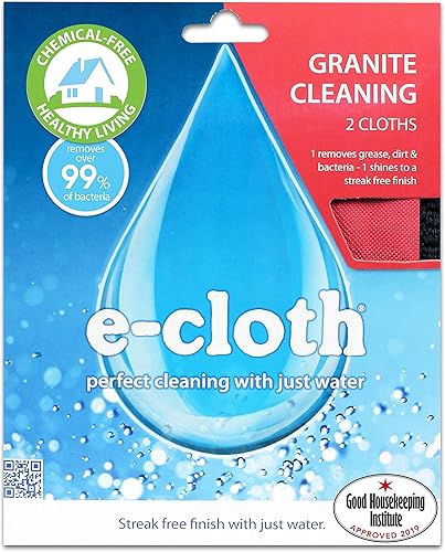 e-cloth Set de Nettoyage pour Le Granit et la Pierre, Microfibre, Noir & Rouge, Set de 2 pièces - Nail Gallerys