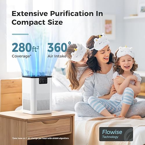 AROEVE Purificateurs d'Air Pour Chambre à Coucher Purificateur d'Air Avec Fonction d'Aromathérapie Pour Animaux Fumée Pollen Pellicules Poils Odeurs Pour Chambre Bureau Salon, DH-JH06A Blanc - Nail Gallerys