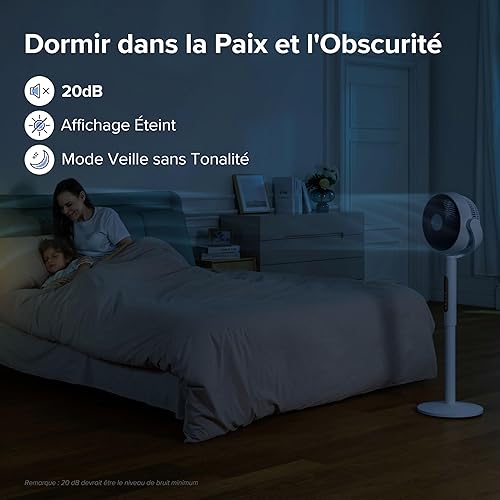 LEVOIT Ventilateur sur Pied 20 dB Silencieux, Puissant 2465 m³/h, Flux d'air 7.5 m/s, avec Télécommande, Oscillant 90°+120°,4 Modes 12 Vitesses, Minuterie 12h, Réglage Hauteur Circulation d'Air - Nail Gallerys