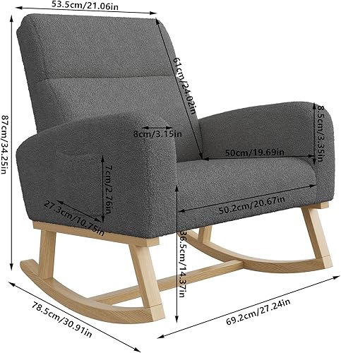 Julyue Papasan Fauteuil à bascule d'extérieur - Chaise de relaxation - Fauteuil à bascule - Fauteuil à bascule rembourré - Charge maximale : 113 kg - Pour salon, jardin, balcon - Vert olive - Nail Gallerys