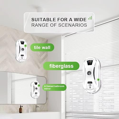 Générique Robot Nettoyeur de Vitres Automatique, Robot Laveur de vitres, 5600 Pa, avec Télécommande, Navigation Intelligente, Détection des Bords, 10 Lingettes Lavables - Nail Gallerys