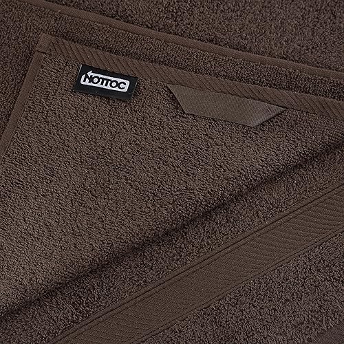 nottoc Lot de 4 serviettes éponge en coton 50 x 90 cm, très absorbantes, toucher doux, marron foncé, chocolat - Nail Gallerys
