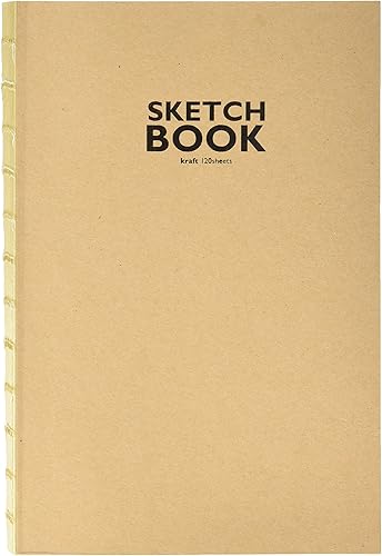Sketchbook Carnet de Croquis avec Reliure à Fil Ouvert, Format A6, 120 Feuilles, 100 g/m², Papier Kraft Robuste et Recyclable, en Fibres Naturelles Non blanchies, Set Pièces - Nail Gallerys