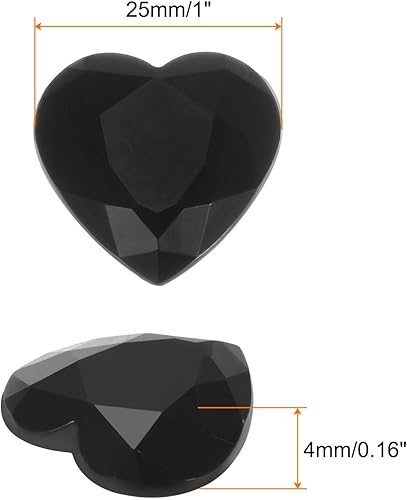 sourcing map 20 pcs Acrylique Cœur Strass 25mm Plat Dos Plastique Pierres Précieuses Bijoux Autocollants pour Saint Valentin Fêtes, Bijoux Fabrication, Carte DIY, Noir - Nail Gallerys