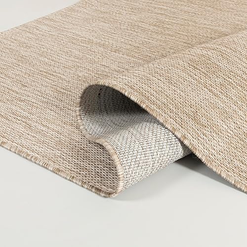 Mazovia Tapis Beige Tapis Intérieur/Extérieur Monochrome - Balcon, Terrasse, Patio, Pavillon, Cuisine - Tapis à Poils Courts Rectangle Certificat Oeko-TEX® Imperméable - 200 x 300 cm - Nail Gallerys