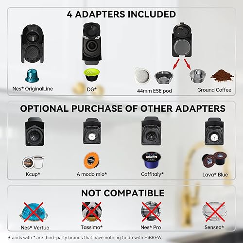 HIBREW - Machine à café Expresso,Espresso,Cafetiere Italienne,Extraction froide/chaude, 4 en 1 à capsules multiple, en poudre,moulu,600ml - Nail Gallerys