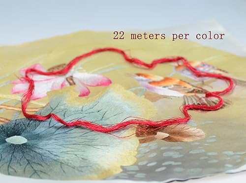 MINGGUXIUYI 22 mètres par couleur, fil de soie brodé à la main en vers à soie de mûrier (22) - Nail Gallerys