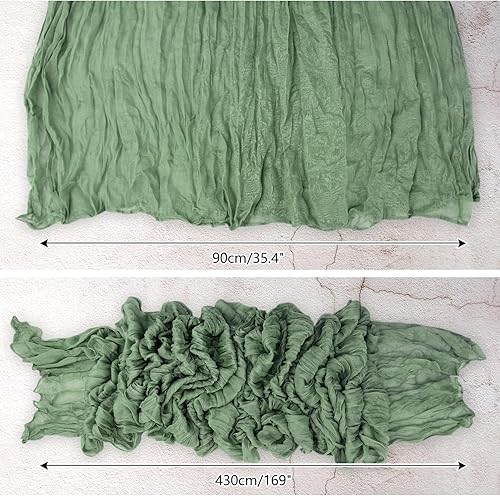 Obussgar Lot de 4 chemins de table en étamine 14 pieds Boho gaze chemin de table en tissu de fromage 35 x 169 pouces tissu polyester doux vert sauge chemin de table en vrac pour décorations de table - Nail Gallerys