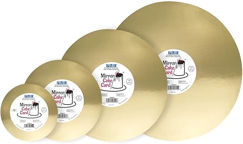 PME Lot de 3,20 cm de carte à gâteau miroir rond doré métallisé - Nail Gallerys
