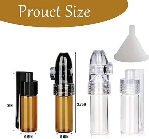 TENGEE Lot de 4 doseurs de tabac à priser - 2 spécifications - Distributeur de poudre d'épices avec entonnoir - Pour les activités de plein air et la cuisine en voyage (6,8 cm, 5,1 cm). - Nail Gallerys