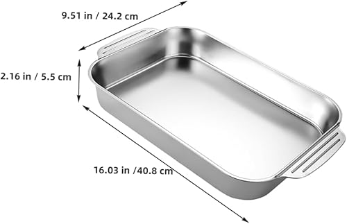Alipis assiette de poisson grillé Plat à rôtir antiadhésif casseroles pour la cuisson moules à gâteaux Roaster Pan avec couvercle moule à brownies plat à four Acier inoxydable Silver - Nail Gallerys